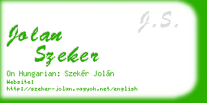 jolan szeker business card